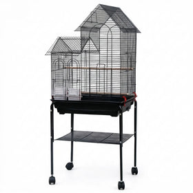 Bird Cage Cockatiel Parrot Aviary Pet Stand-alone Budgie Perch Move Wheels 126CM