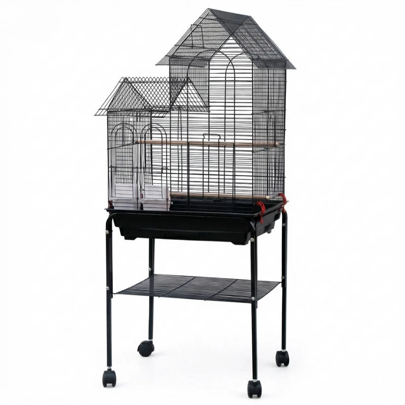 Bird Cage Cockatiel Parrot Aviary Pet Stand-alone Budgie Perch Move Wheels 126CM