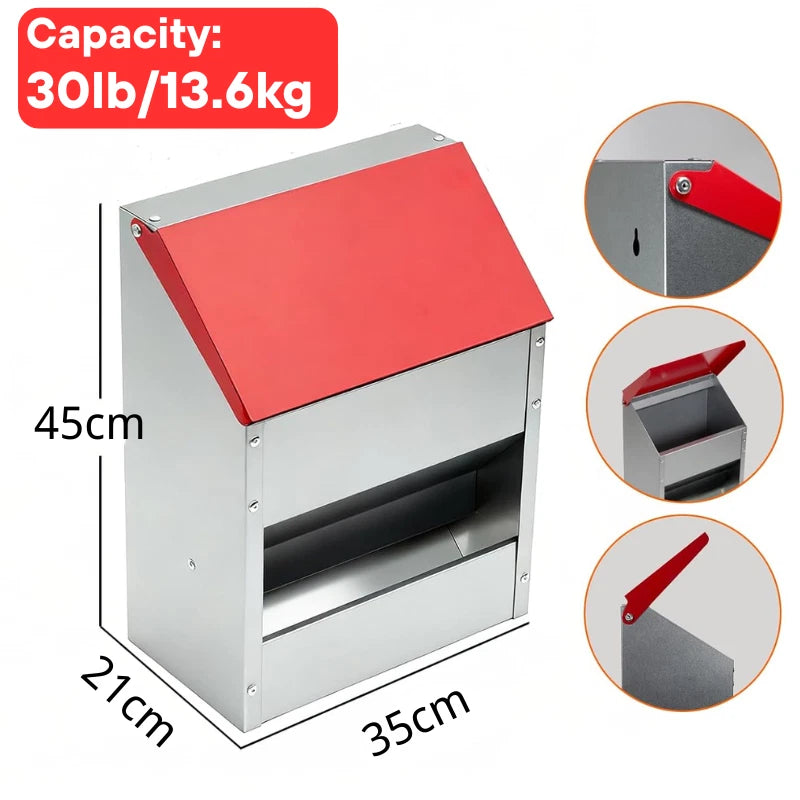 14kg Automatic Chicken Feeder Wall Mounted Self Opening Poultry Food Dispenser
