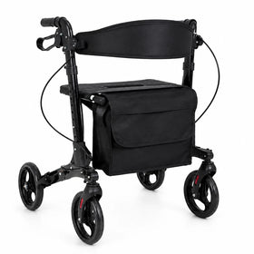 Aluminium Lightweight Rollator Walker with Seat Brakes 4 Wheel Foldable Walking