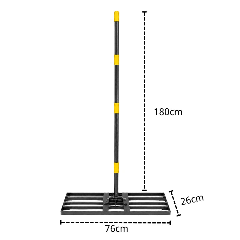 Industry Lawn Leveling Rake 76 x 26cm Adjustable Handle Garden Yard Soil Leveler