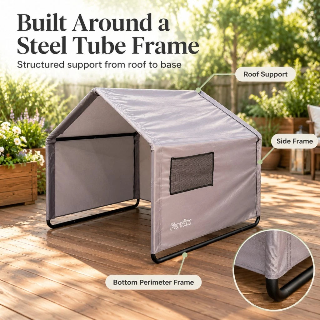 FURRAW 120x120x100cmOutdoor Dog Shade Tent Waterproof Canopy Pet Shelter with Windows