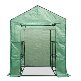 Greenhouse Garden Storage Shed Walk in Tunnel Green House 8 Shelves 2x1.5x1.5M