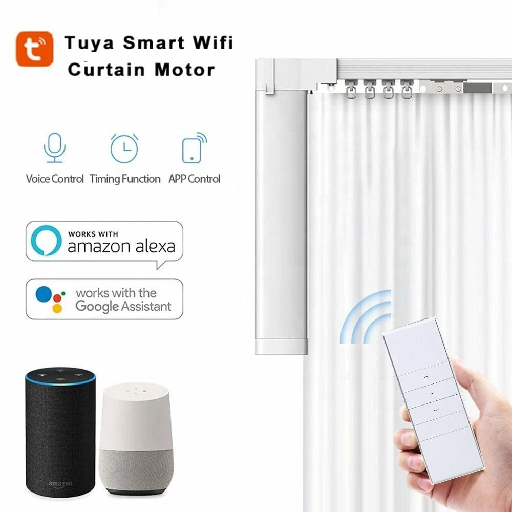Smart Electric Curtain Track WiFi Motorised Curtain Rail System with Remote Control