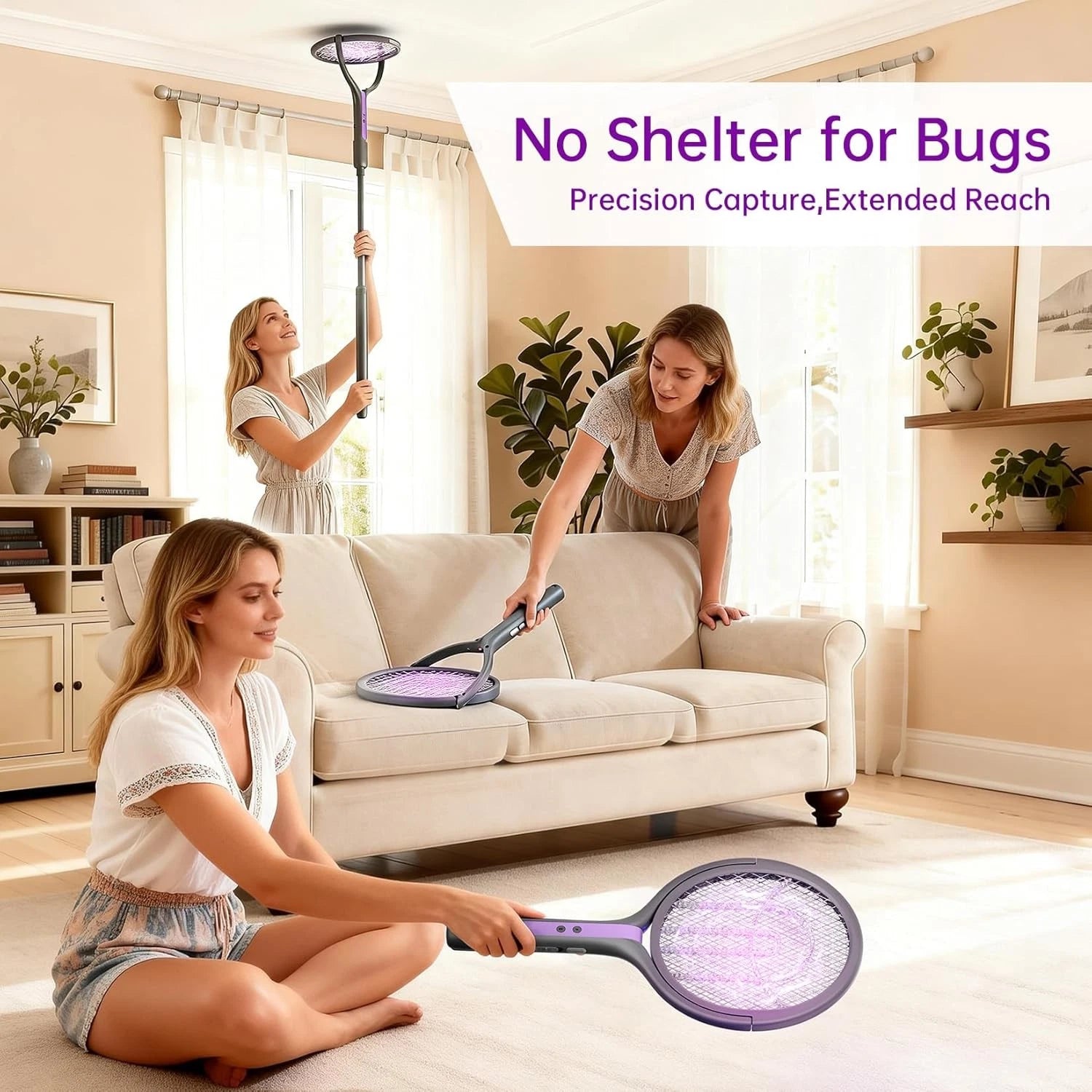 3 In 1 Electric USB Rechargable Racket Fly Swatter Mosquito Insect Killer Zapper