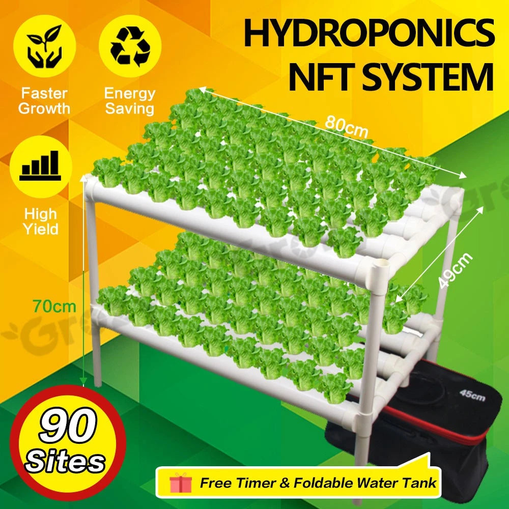 45/90/108/144 Sites Hydroponic NFT Grow System with Timer Water Tank Vegetable Planting Kit