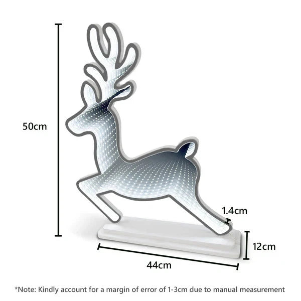 50cm LED Infinity Mirror Standing Reindeer with Base Christmas Light Decoration