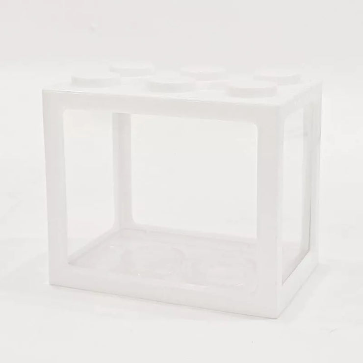 1L Mini Aquarium Lego Block Desktop Small Clear Betta Fish Tank LED Light Office