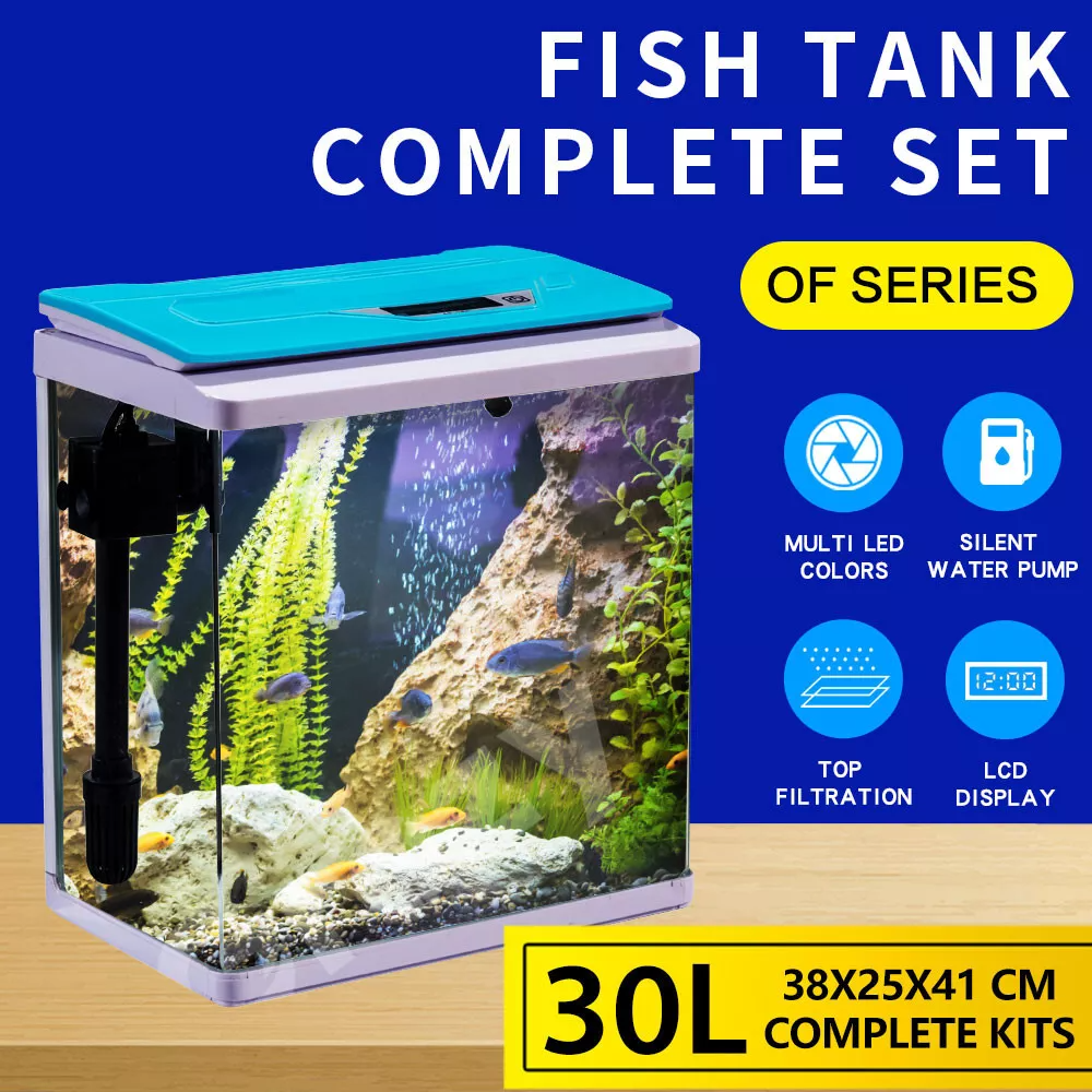 Aquarium Fish Tank LED Light Digital Display Complete Set 30L