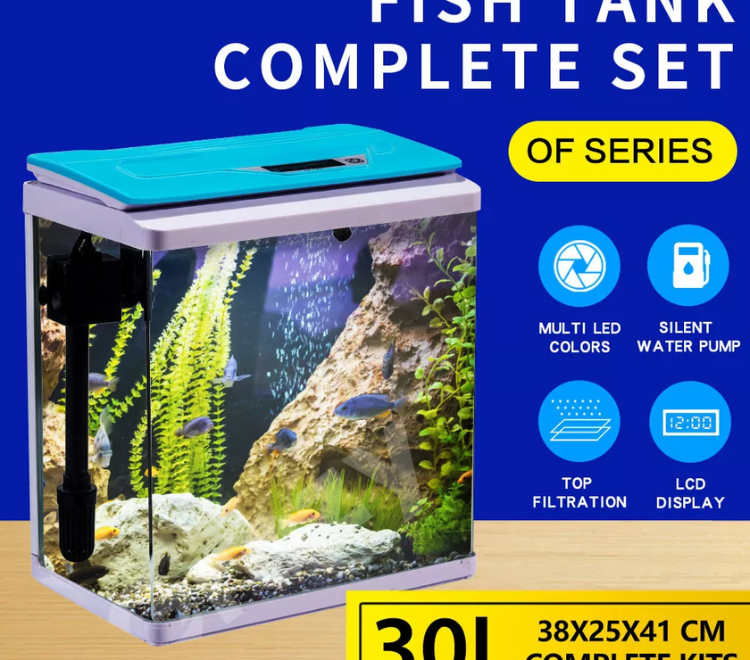 Aquarium Fish Tank LED Light Digital Display Complete Set 30L