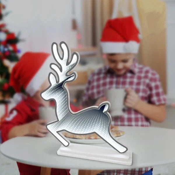 50cm LED Infinity Mirror Standing Reindeer with Base Christmas Light Decoration