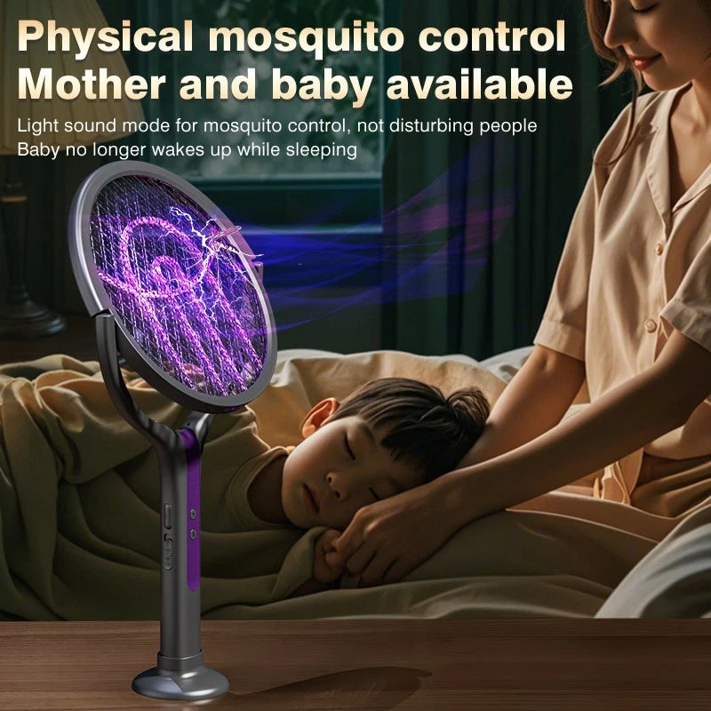 3 In 1 Electric USB Rechargable Racket Fly Swatter Mosquito Insect Killer Zapper