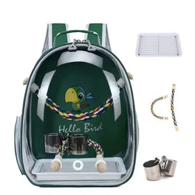 Portable Bird Carrier Cage Backpack Travel Parrot Bag Outdoor Clear Ventilated