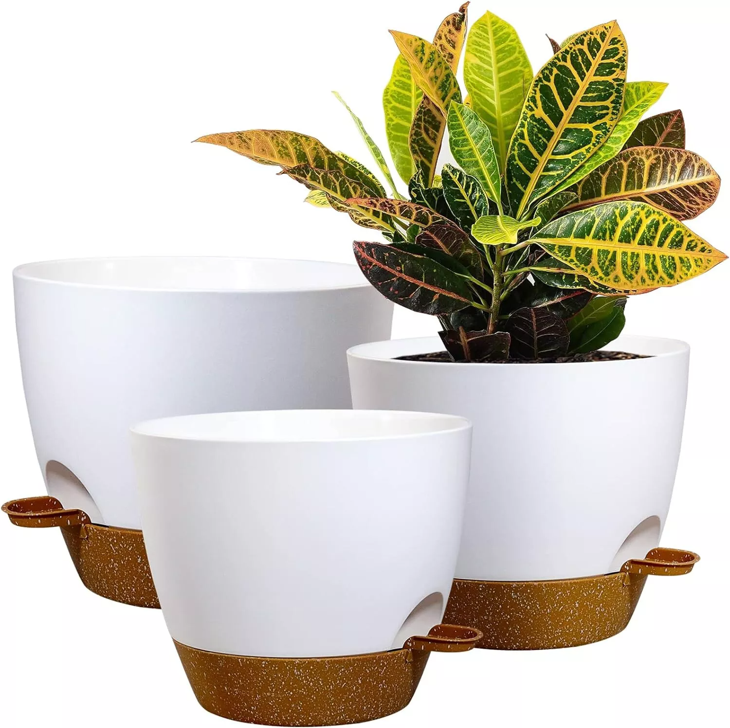 9/10/12 inch 3PCS Self Watering Planters Kit Indoor Garden Plants Flower Pots