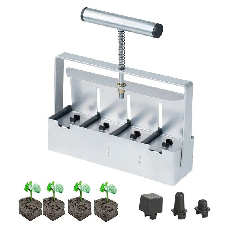 4 Cell Soil Blocker Seed Starting Tool Manual Garden Propagation Maker for Seedlings