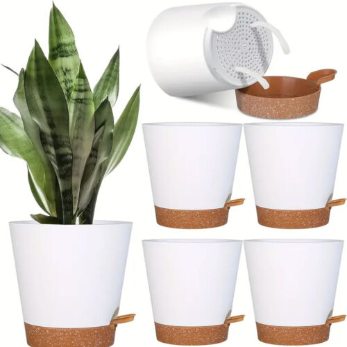 5 pcs Self Watering Planters Kit With Drainage Hole Veg Flower Succulents Plants Pot