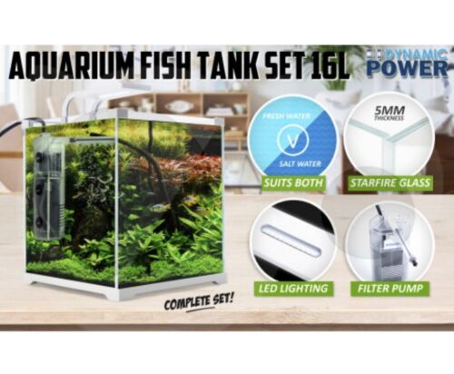 Aquarium Fish Tank LED Light Silent LCD Display Complete Set 44L