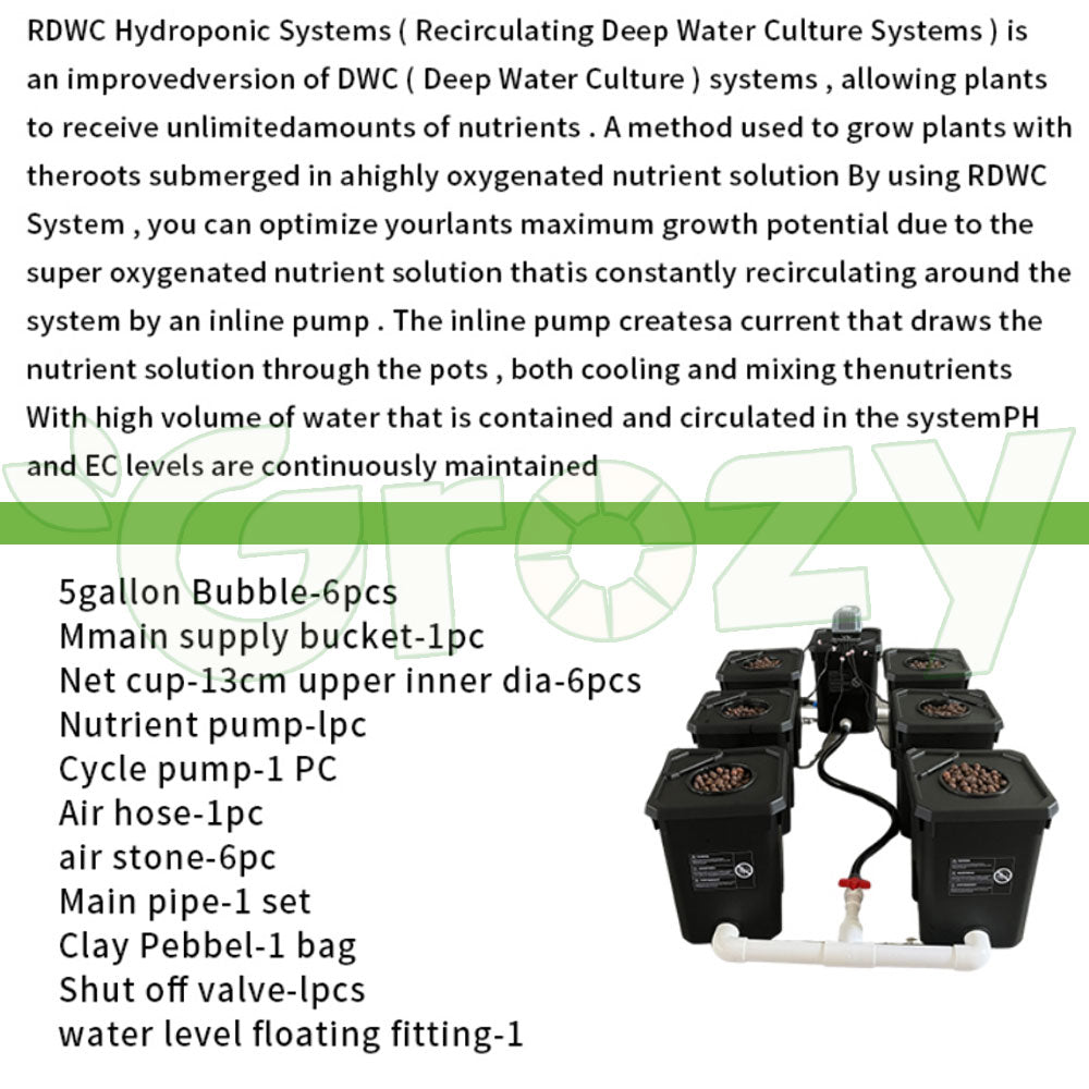 NEW Upgrade RDWC 7 Pots Cloner Growing Kit DWC Recirculation System Cycle Pump Hydroponics